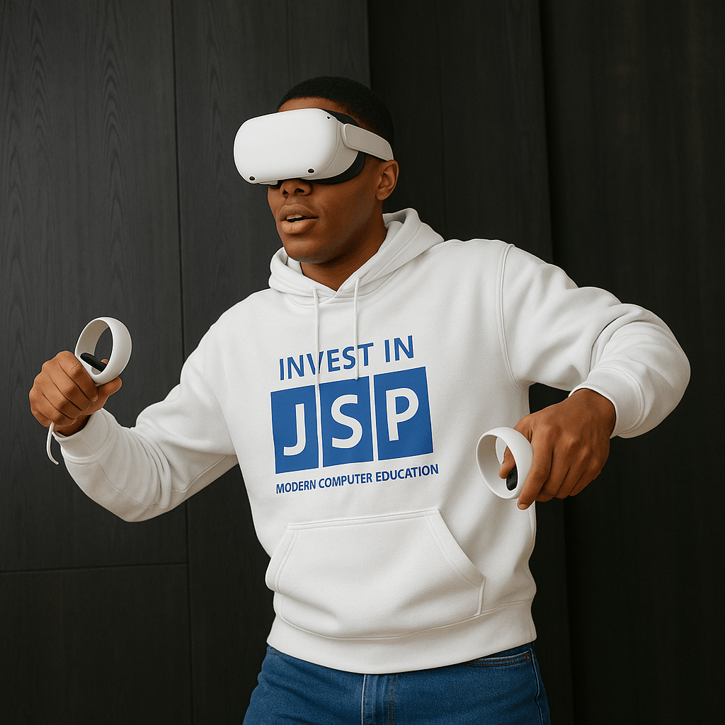 Students exploring VR technology