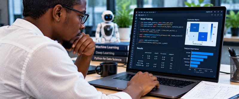 Une apprenante entraîne un modèle d’apprentissage automatique
