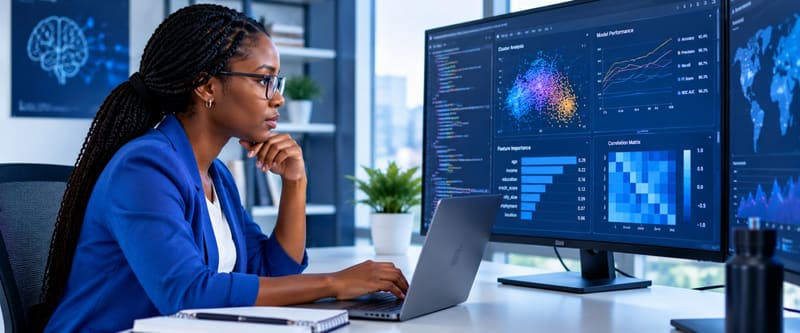 An AI developer working with model visualisations