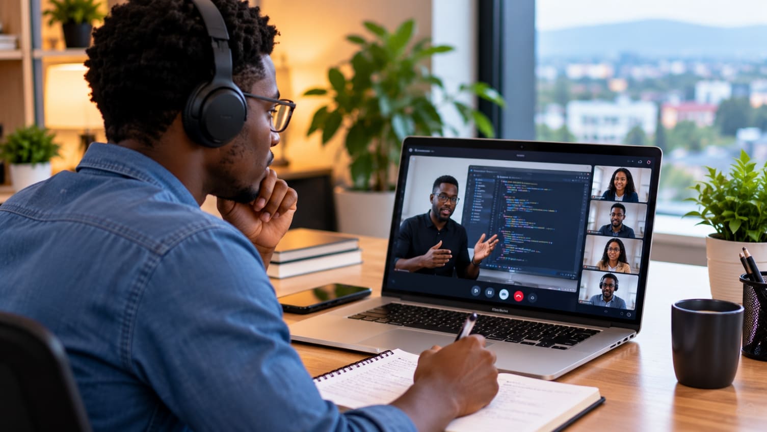 Une apprenante lors d’un cours de langue en ligne en direct