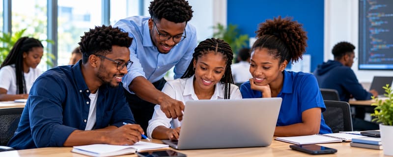 Learners working together with an advisor