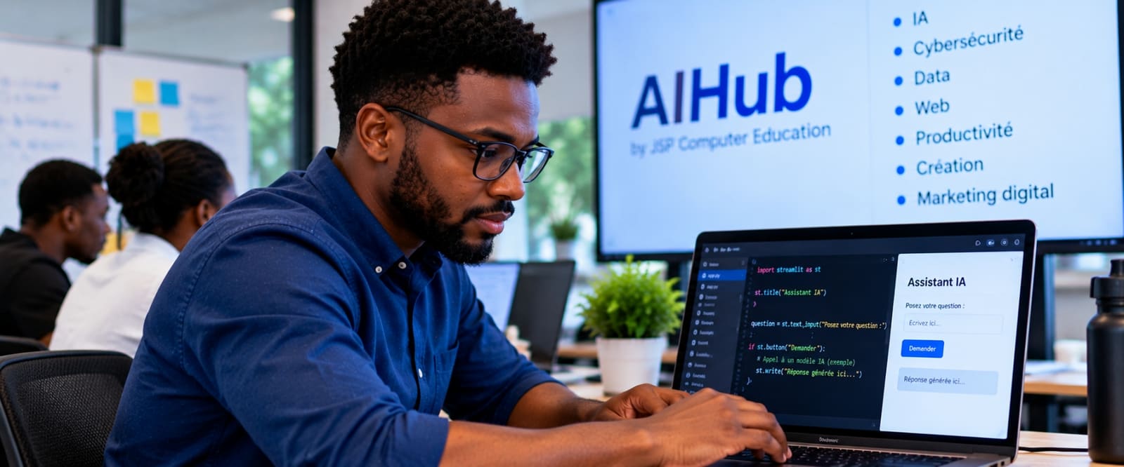An AIHub learner in a practical AI workshop