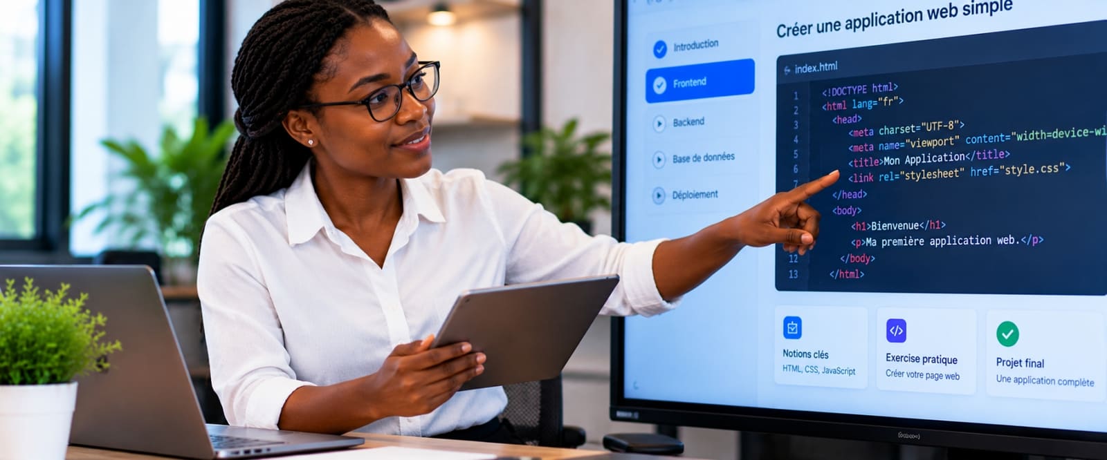 A JSP EdTech trainer demonstrating a learning platform