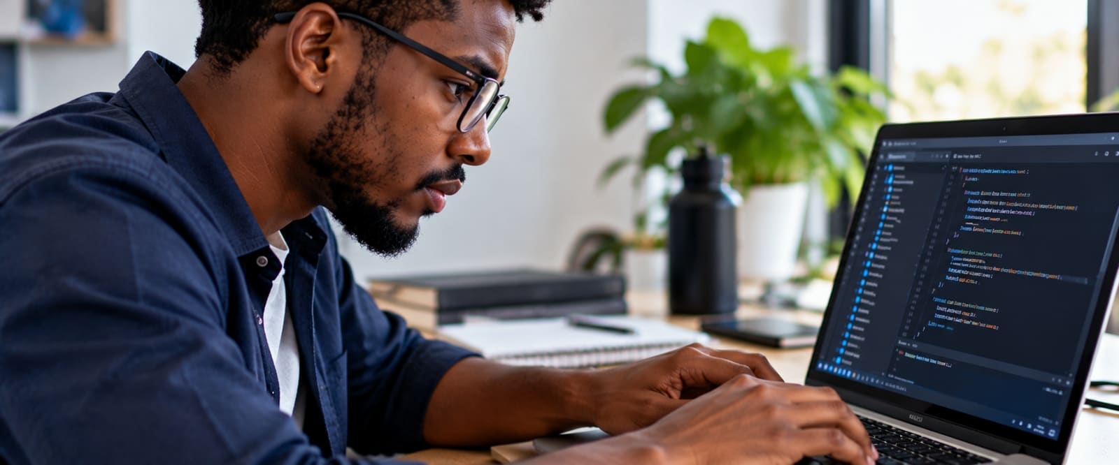 A learner coding through a short course
