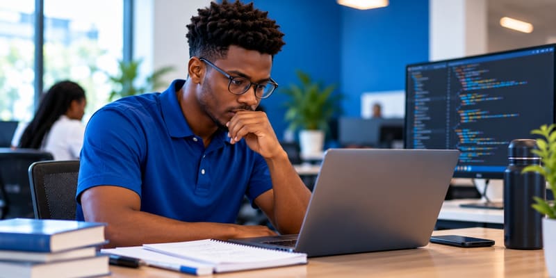 A learner taking first steps in programming